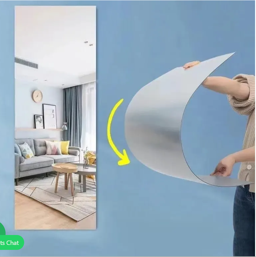 120x40cm Peel and Stick Decorative Mirror Wall Sticker - Removable, Elegant Design for Home & Office .High-quality double-sided tape enables easy removal without damage to the wall, leaving no trace.
