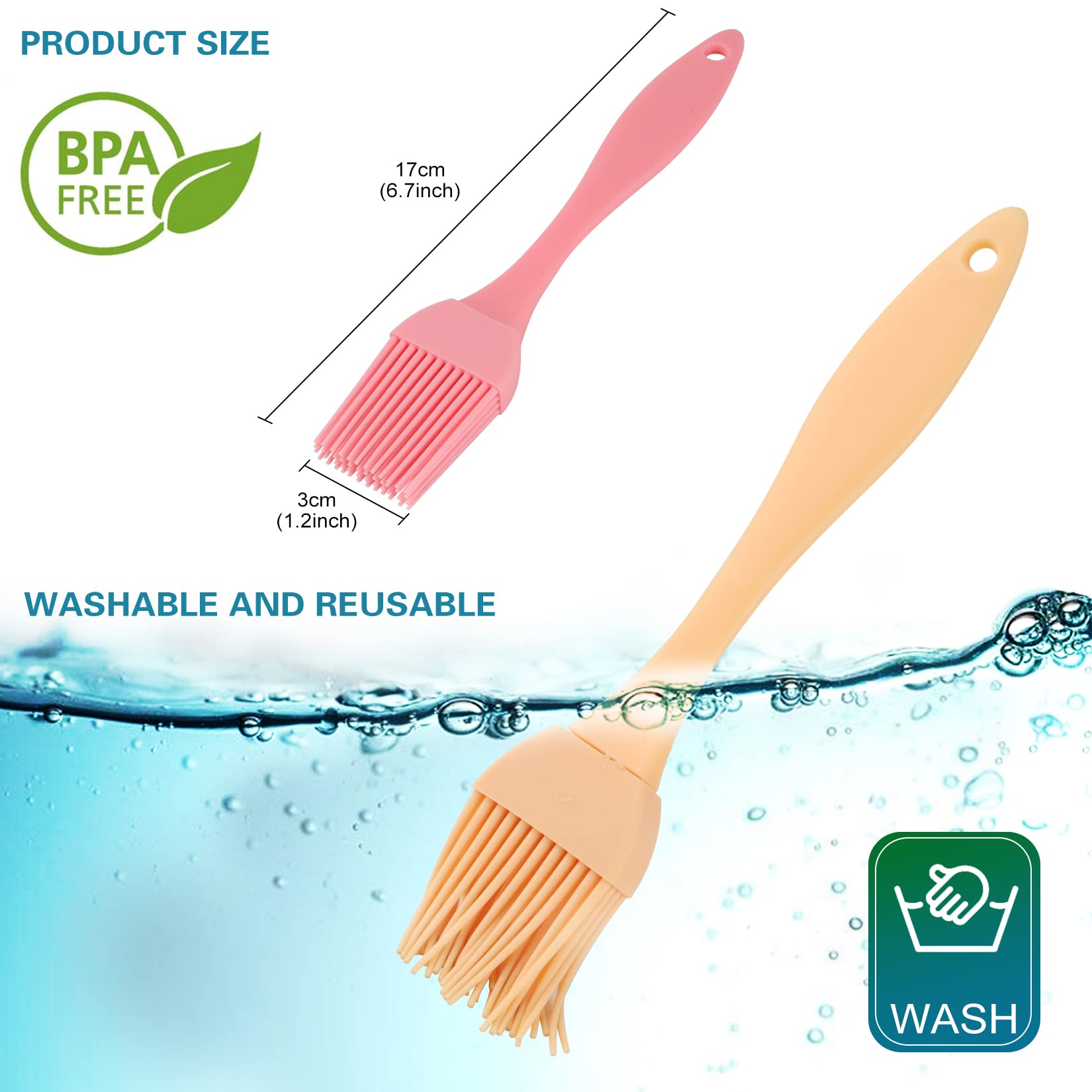 Heat Resistant Silicone Basting Pastry Brush For Grilling, Baking ,Cooking And Spreading Oil, Butter, BBQ Sauce The flexible bristles will soak up and hold a lot more of whatever you're brushing .