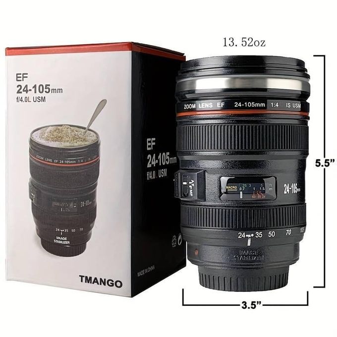 450 ml Camera Lens Coffee Mug, Cameras Lens Mug, Travel Coffee Photographers Mugs Stainless Steel Len Mug Interesting Custom Gifts for Women/Men.Crafted with a stainless steel insulated interior.
