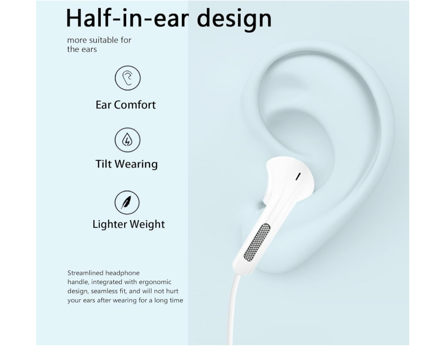SGS77 Hi-Fi Sound Wireless Headset, an affordable earbud model styled like standard wired earbuds but engineered with built-in Bluetooth connectivity, it works seamlessly with mainstream Type-C phones