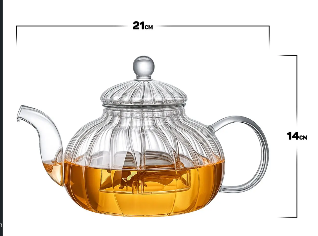 Elegant 800ml Striped Teapot is a high borosilicate glass that withstands extreme temperature changes. You can boil water directly inside it on gas or electric stovetops and does not absorb ordors.