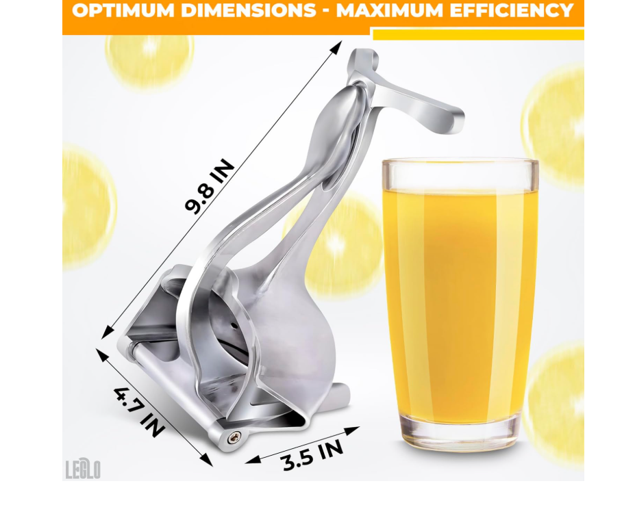 Hand Juicer Squeezer - Aluminum Manual Hand Press Juicer for Lemon, Orange, Lime, Grapefruit & Pomegranate – Durable Ergonomic Handle, Compact Easy Clean Design - Great Kitchen Gifts for Home Juicers