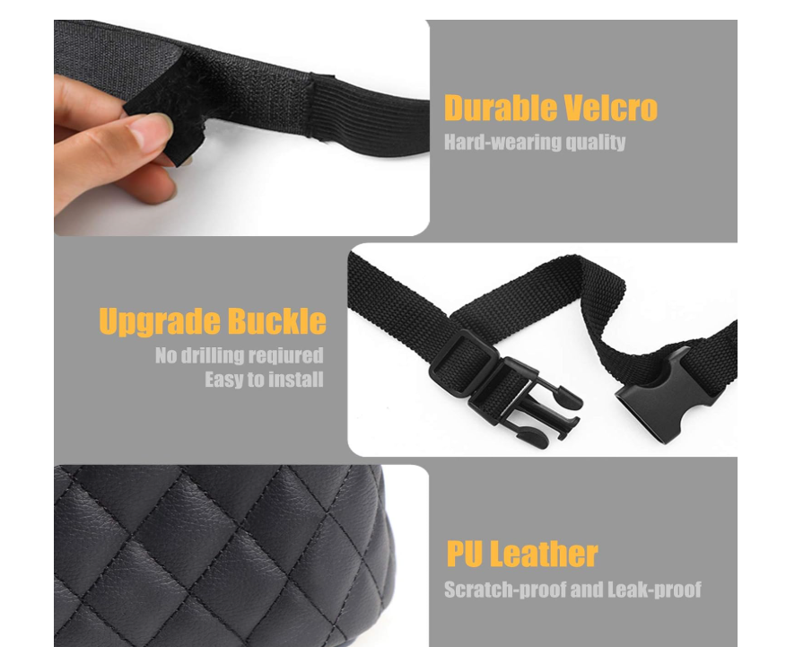 High quality PU leather car in between seat organizer  Operates as an open storage pocket/handbag holder and acts as a pet/kid barrier to prevent rear passengers from disturbing the driver.