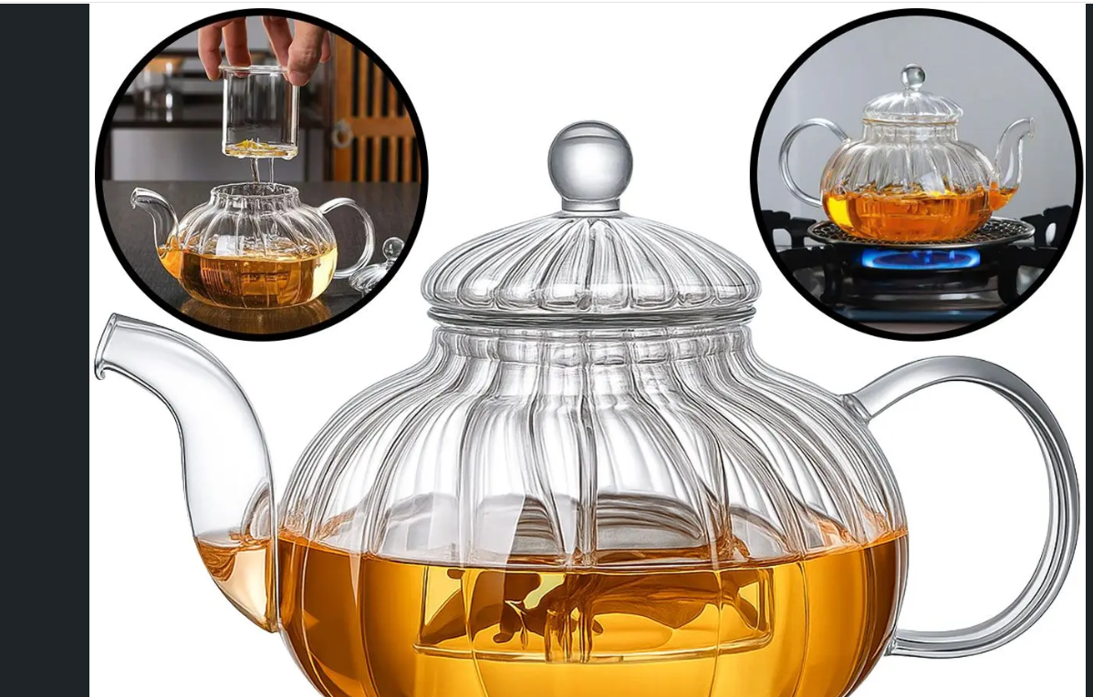Elegant 800ml Striped Teapot is a high borosilicate glass that withstands extreme temperature changes. You can boil water directly inside it on gas or electric stovetops and does not absorb ordors.