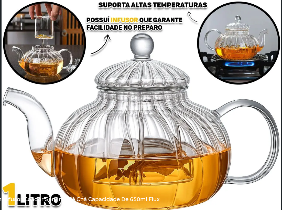 Elegant 800ml Striped Teapot is a high borosilicate glass that withstands extreme temperature changes. You can boil water directly inside it on gas or electric stovetops and does not absorb ordors.