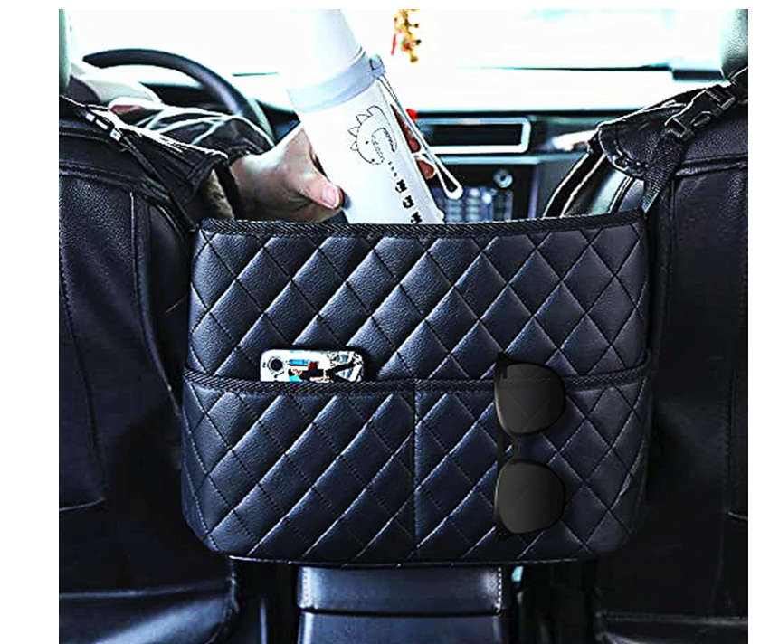 High quality PU leather car in between seat organizer  Operates as an open storage pocket/handbag holder and acts as a pet/kid barrier to prevent rear passengers from disturbing the driver.