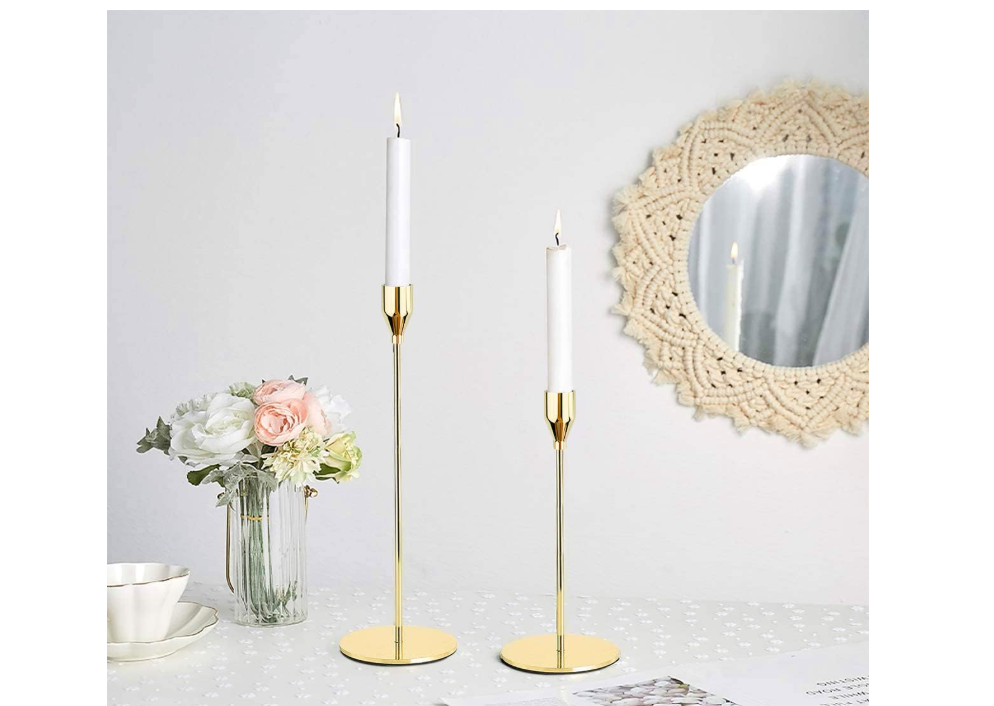 3-piece gold metal taper candle holder set is electroplated in an understated and attractive matte black,making taper candle holder ornamental and anti-corrosive while keeping an elegant,sophisticated