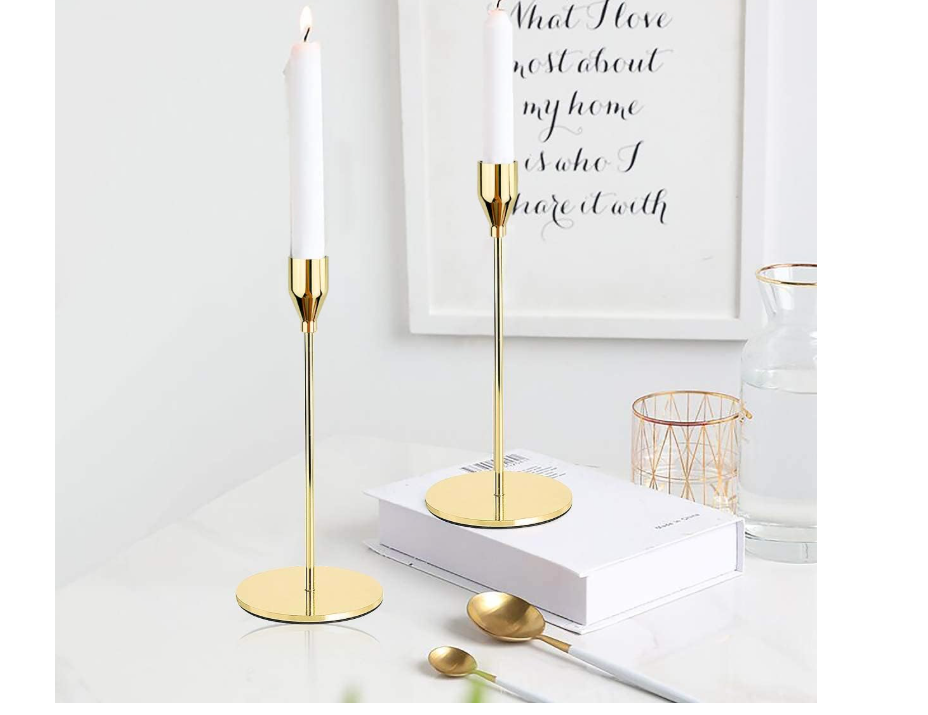3-piece gold metal taper candle holder set is electroplated in an understated and attractive matte black,making taper candle holder ornamental and anti-corrosive while keeping an elegant,sophisticated