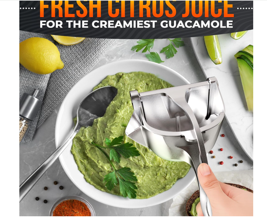 Hand Juicer Squeezer - Aluminum Manual Hand Press Juicer for Lemon, Orange, Lime, Grapefruit & Pomegranate – Durable Ergonomic Handle, Compact Easy Clean Design - Great Kitchen Gifts for Home Juicers