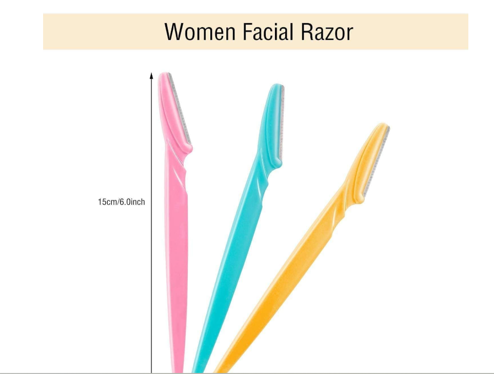 Tinkle Eyebrow Razor for Eyebrow Shaping, Facial Hair Removal & Grooming 3 Pieces  is designed for eyebrow shaping, facial hair removal, and everyday grooming needs
