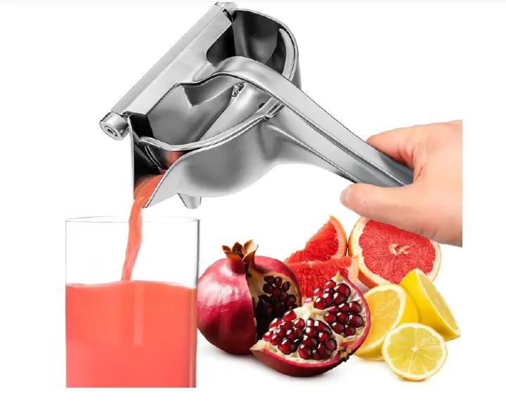 Hand Juicer Squeezer - Aluminum Manual Hand Press Juicer for Lemon, Orange, Lime, Grapefruit & Pomegranate – Durable Ergonomic Handle, Compact Easy Clean Design - Great Kitchen Gifts for Home Juicers