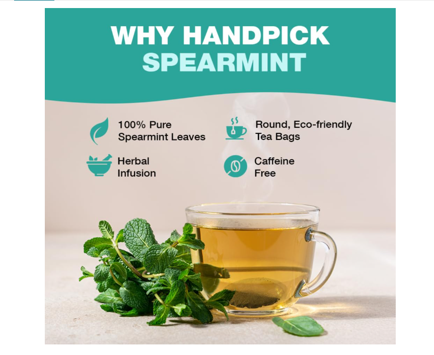 Spearmint tea is widely celebrated for its sweet,minty flavor and its distinct health benefiparticularly regarding hormone balance, digestion and also helps manage PCOS symptoms like facial hair etc .