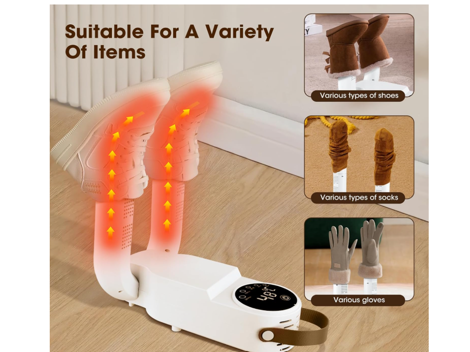LuxeDry Foldable Wet Shoes Dryer - White, High-Quality ABS,Unisex,Rapid Heat & Odor Control  uses advanced warm air circulation to gently but effectively remove moisture from shoes,preventing bacteria