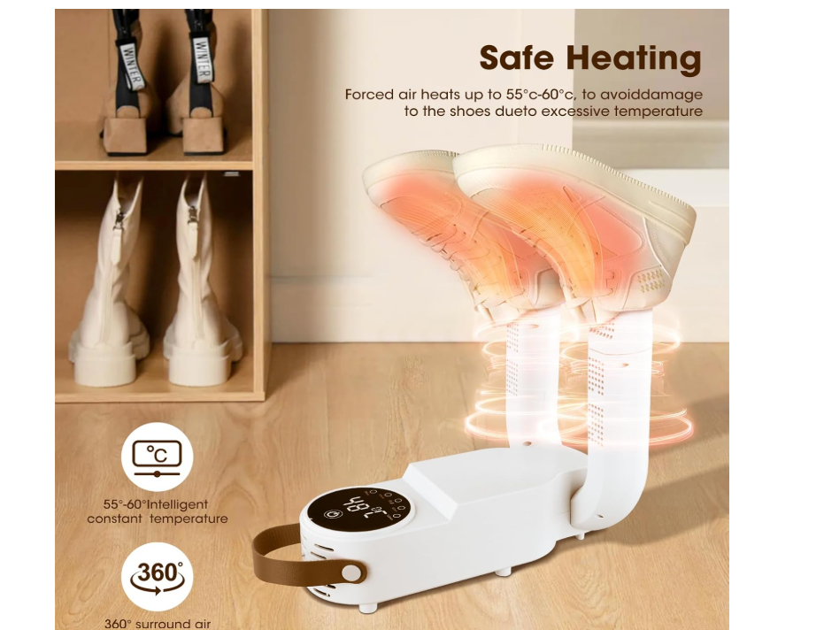 LuxeDry Foldable Wet Shoes Dryer - White, High-Quality ABS,Unisex,Rapid Heat & Odor Control  uses advanced warm air circulation to gently but effectively remove moisture from shoes,preventing bacteria