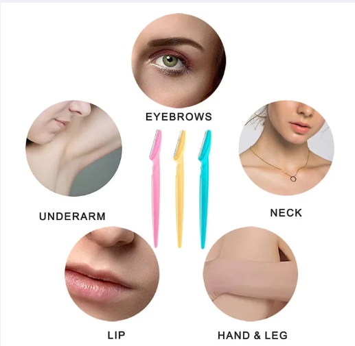 Tinkle Eyebrow Razor for Eyebrow Shaping, Facial Hair Removal & Grooming 3 Pieces  is designed for eyebrow shaping, facial hair removal, and everyday grooming needs