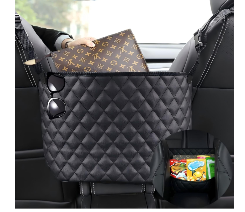 High quality PU leather car in between seat organizer  Operates as an open storage pocket/handbag holder and acts as a pet/kid barrier to prevent rear passengers from disturbing the driver.