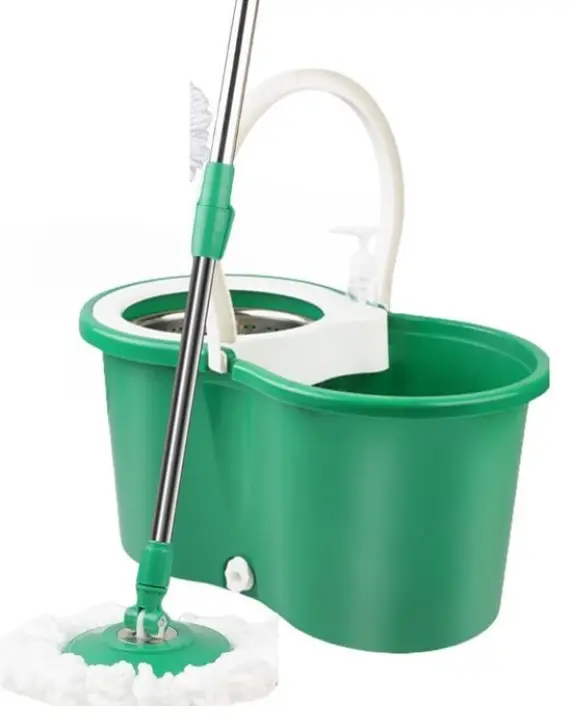 Spin Mop and Bucket with Wringer Set, 360° Spinning Mop Bucket System with 3 Microfiber Mop Replacement Heads Refills,56" Stainless Steel Extended Handle for Floor Cleaning Home Office (20QT) (Green)