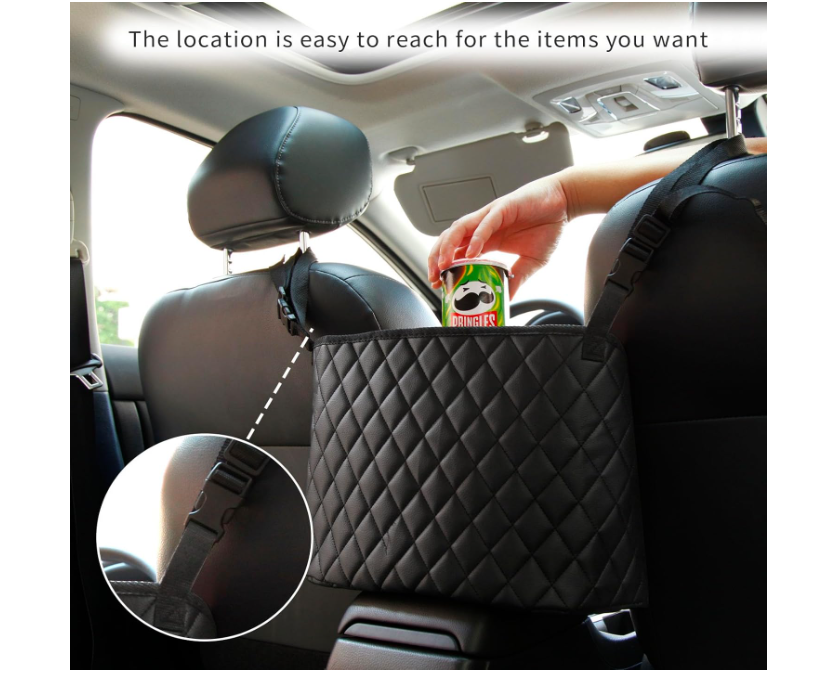 High quality PU leather car in between seat organizer  Operates as an open storage pocket/handbag holder and acts as a pet/kid barrier to prevent rear passengers from disturbing the driver.