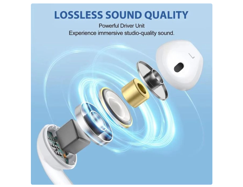 SGS77 Hi-Fi Sound Wireless Headset, an affordable earbud model styled like standard wired earbuds but engineered with built-in Bluetooth connectivity, it works seamlessly with mainstream Type-C phones