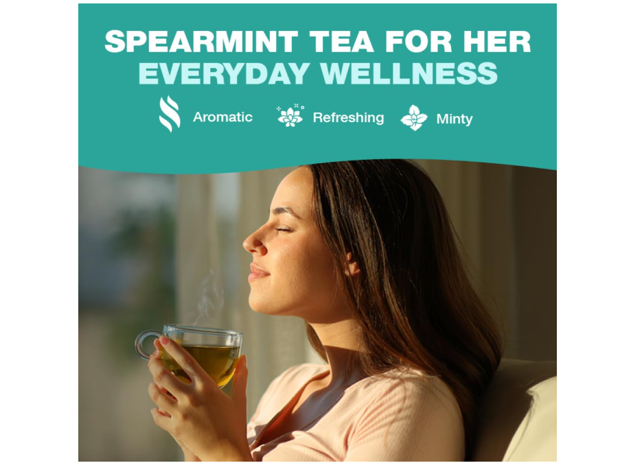 Spearmint tea is widely celebrated for its sweet,minty flavor and its distinct health benefiparticularly regarding hormone balance, digestion and also helps manage PCOS symptoms like facial hair etc .