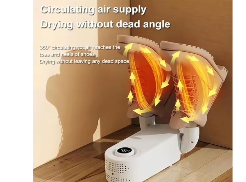 LuxeDry Foldable Wet Shoes Dryer - White, High-Quality ABS,Unisex,Rapid Heat & Odor Control  uses advanced warm air circulation to gently but effectively remove moisture from shoes,preventing bacteria