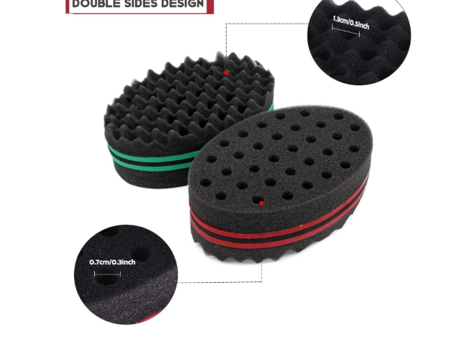 Magic Hair Twist Sponge Brush Premium Double-Sided Barber Curling Sponge Small Holes Hair Styling Care Tool for Afro Curling Coil Wave Hair Rasta Braid