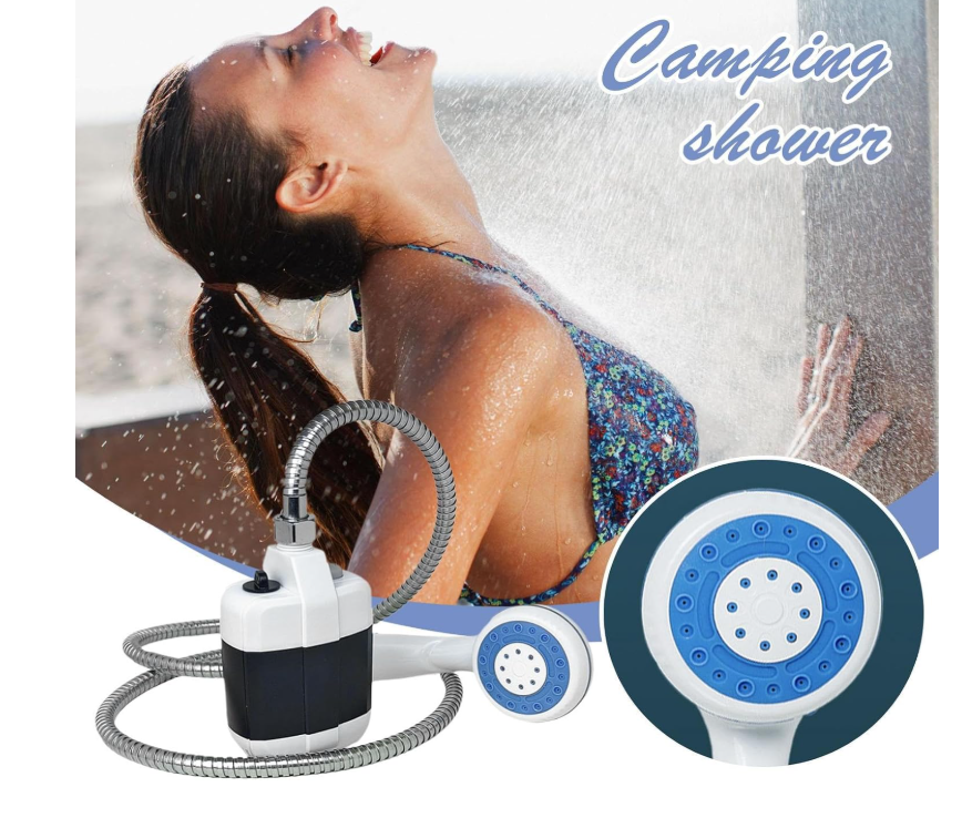 Portable Camping Shower, USB Rechargeable Outdoor Shower Pump, Electric Camp Shower, On-The-Go Bathing Solution for Pets Beach Garden