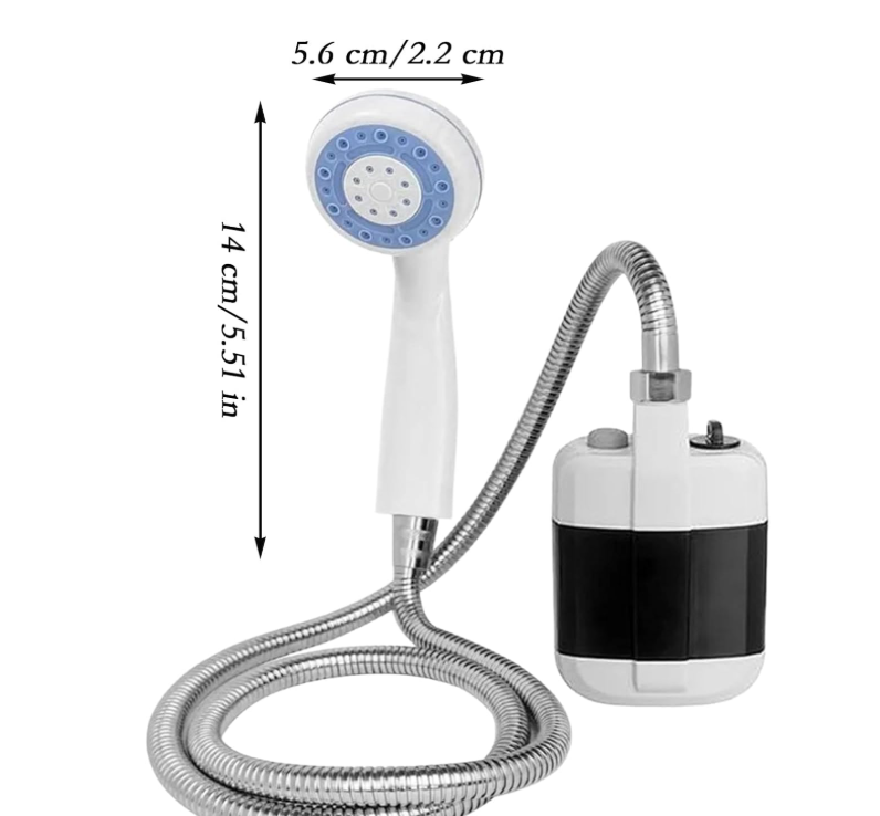 Portable Camping Shower, USB Rechargeable Outdoor Shower Pump, Electric Camp Shower, On-The-Go Bathing Solution for Pets Beach Garden