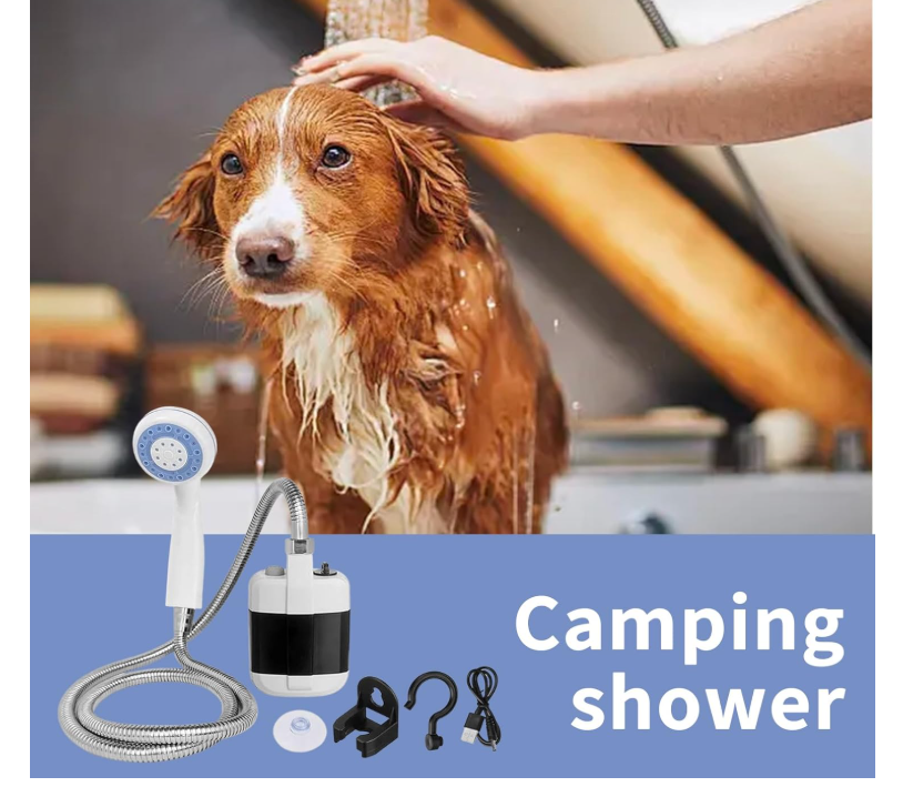 Portable Camping Shower, USB Rechargeable Outdoor Shower Pump, Electric Camp Shower, On-The-Go Bathing Solution for Pets Beach Garden