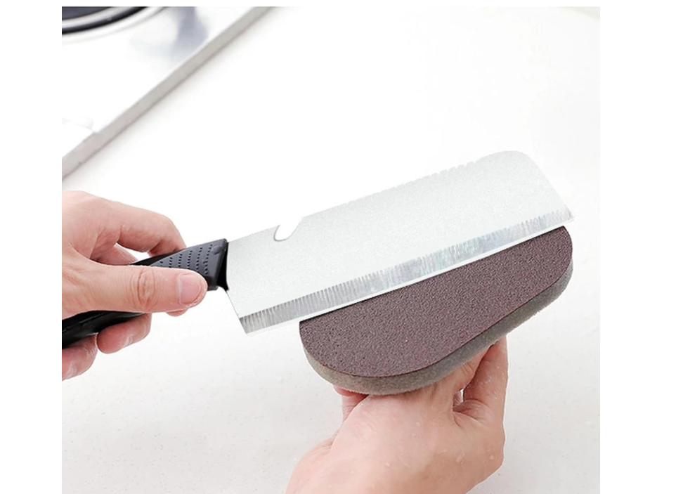Sponge Kitchen Pot Brush with Handle,Magic Emery Scrub Sponge Brush Eraser Cleaner Kitchen Pot Brush Cleaning Rust Sand Scrubbers Pots Cleaning Tool Descaling Knife Pan for Home Sink Pot
