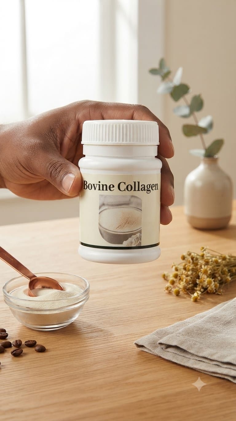 BOVINE COLLAGEN , Peptides for Radiant Skin, Focuses on anti-aging & Joint Health  It improves skin elasticity, reduces wrinkles, supports joint health, and strengthens bones, muscles, and tendons