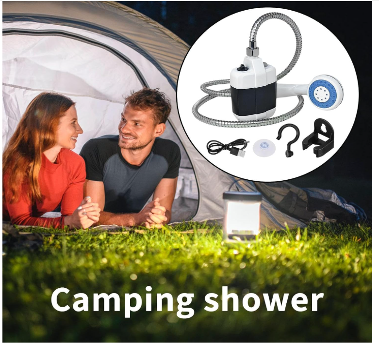 Portable Camping Shower, USB Rechargeable Outdoor Shower Pump, Electric Camp Shower, On-The-Go Bathing Solution for Pets Beach Garden