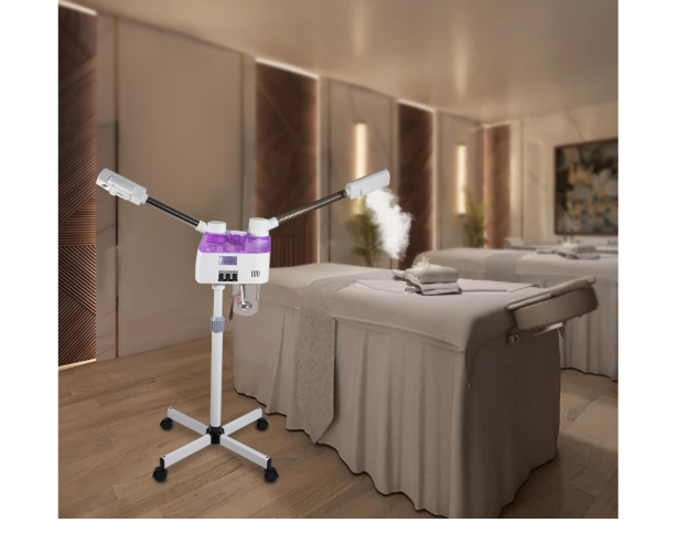 Facial Steam Machine, Double Tube, Hot and Cold Sauna Vaporizer 800W Beauty Studio Skin Management 680ml Capacity