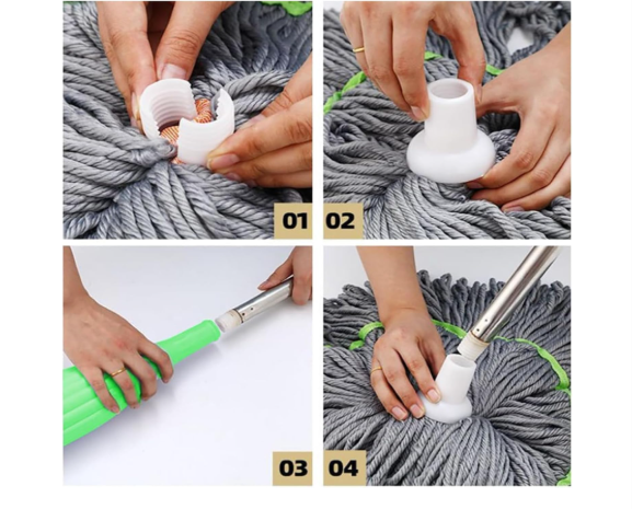 2-in-1 Self-Wringing Microfiber Mop | 360° Rotating Adjustable Handle | Wet & Dry Floor Cleaning for Home, Office, Bathroom & Outdoor (Rich Green)