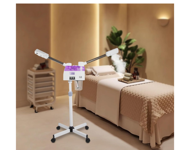 Facial Steam Machine, Double Tube, Hot and Cold Sauna Vaporizer 800W Beauty Studio Skin Management 680ml Capacity
