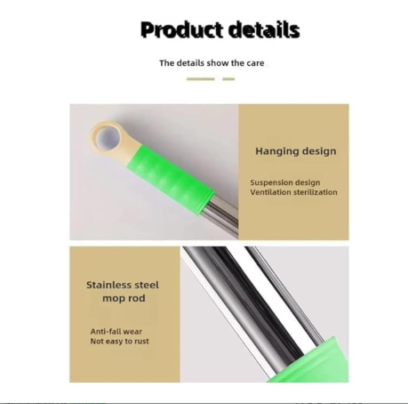 2-in-1 Self-Wringing Microfiber Mop | 360° Rotating Adjustable Handle | Wet & Dry Floor Cleaning for Home, Office, Bathroom & Outdoor (Rich Green)