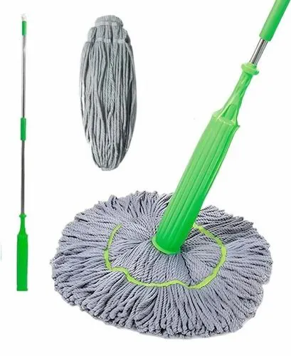2-in-1 Self-Wringing Microfiber Mop | 360° Rotating Adjustable Handle | Wet & Dry Floor Cleaning for Home, Office, Bathroom & Outdoor (Rich Green)