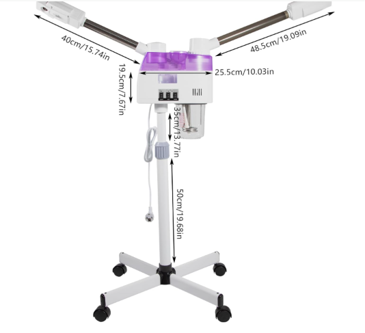 Facial Steam Machine, Double Tube, Hot and Cold Sauna Vaporizer 800W Beauty Studio Skin Management 680ml Capacity