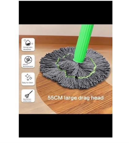2-in-1 Self-Wringing Microfiber Mop | 360° Rotating Adjustable Handle | Wet & Dry Floor Cleaning for Home, Office, Bathroom & Outdoor (Rich Green)