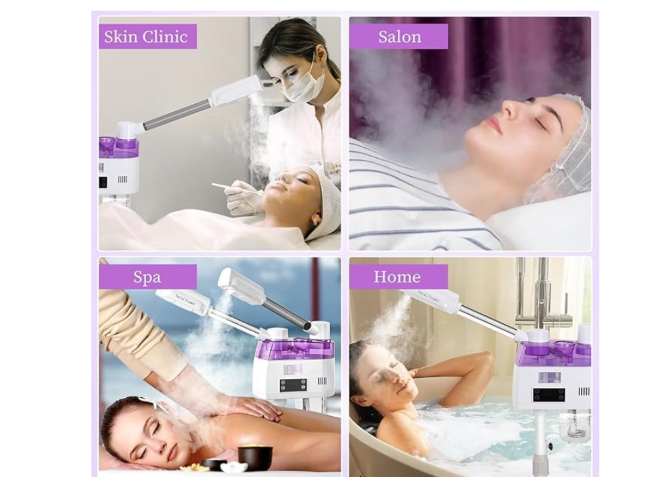 Facial Steam Machine, Double Tube, Hot and Cold Sauna Vaporizer 800W Beauty Studio Skin Management 680ml Capacity