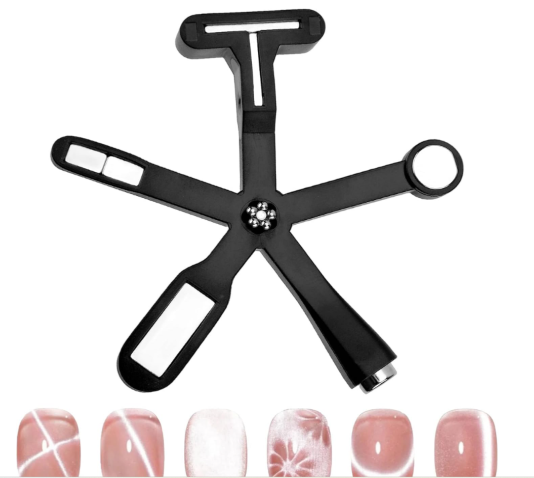 Nail Pro 5 in 1 Cat Eye Gel Polish Magnet  is a multifunctional nail art tool equipped with five unique magnetic heads designed to create a variety of stunning cat eye effects on nails.