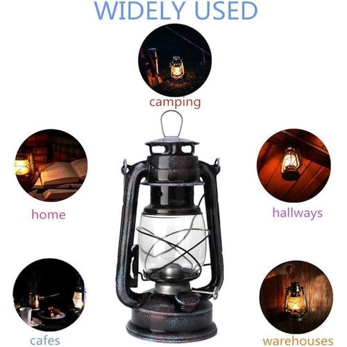 Hurricane Kerosene Lamp, Vintage Portable Oil Lantern with Glass Chimney, Windproof Flame Design for Camping, Emergency Lighting, Outdoor Activities and Home Decoration