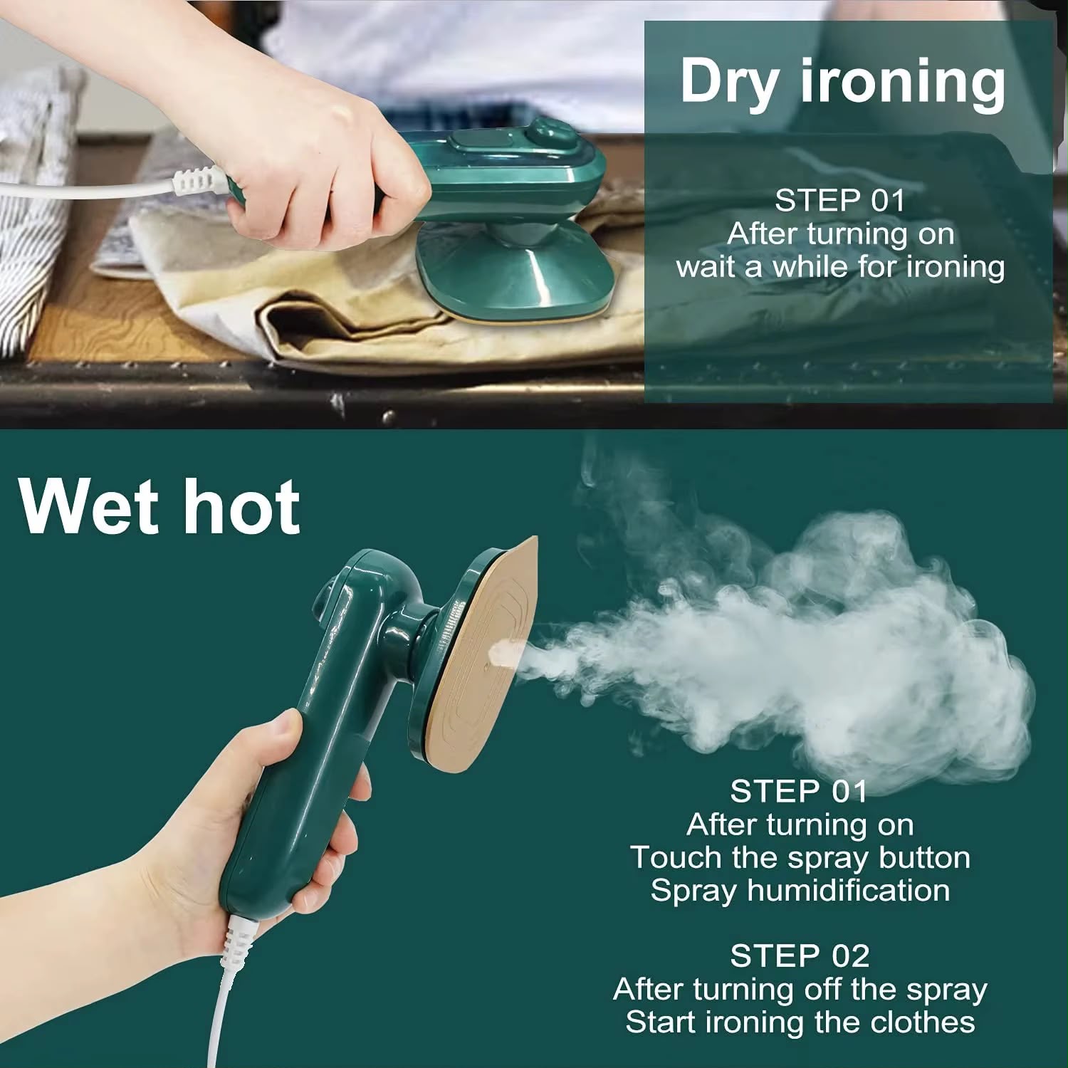 Electric Handheld Steam Iron, Portable Mini Travel Steam Iron for Clothes, Quick Heat Micro Steam Iron with Professional Sprayer Function for Home and Travel Use
