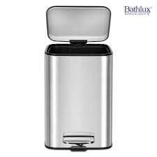 Bathlux 5L Square Pedal Bin with Lid, Slim Compact Bathroom and Office Wastebasket, Hands-Free Step-On Dustbin for Kitchen, Bedroom and Home Use