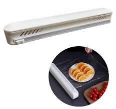 Foil & Cling Film Wrap Dispenser – Kitchen Food Wrap Storage and Cutting Holder with Built-In Cutter for Aluminium Foil, Plastic Wrap, Baking Paper and Food Packaging