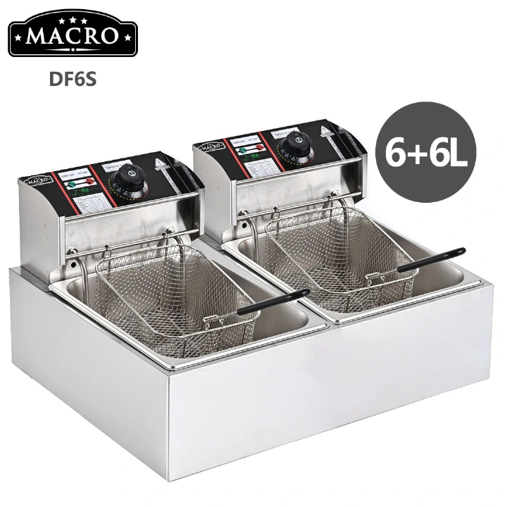 Marco 12L 6+6L Electric Deep Fryer – Commercial Stainless Steel Double-Tank Chips Frying Machine for Restaurants, Cafes, Fast-Food Shops and Catering Kitchens