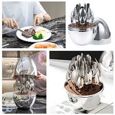 Egg Shell Cutter and Spoon Set Stainless Steel Egg Top Opener with Serving Spoon for Boiled Eggs Breakfast Dining Kitchen Accessories