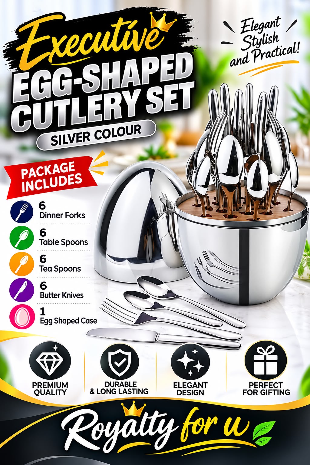 Egg Shell Cutter and Spoon Set Stainless Steel Egg Top Opener with Serving Spoon for Boiled Eggs Breakfast Dining Kitchen Accessories