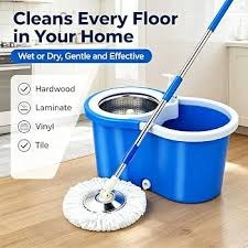 360° Spin Mop and Bucket Cleaning System with Adjustable Stainless Steel Mop Handle, Durable Wringer Basket, and Easy-to-Use Floor Cleaning Technology for Effortless Home Cleaning