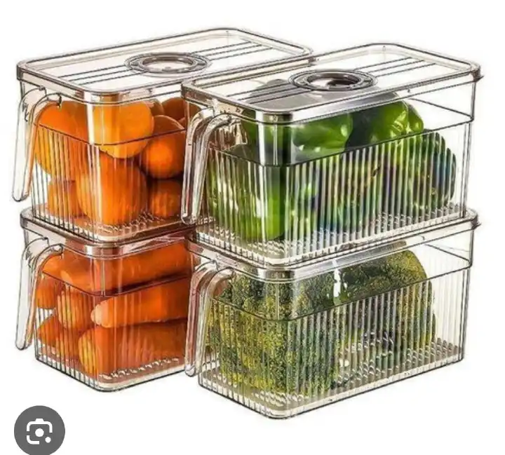 3L Acrylic Fridge Organizer Bin with Handle – Clear Refrigerator Food Storage Container  for Fruits, Vegetables, Drinks, Snacks and Kitchen Organization without lids